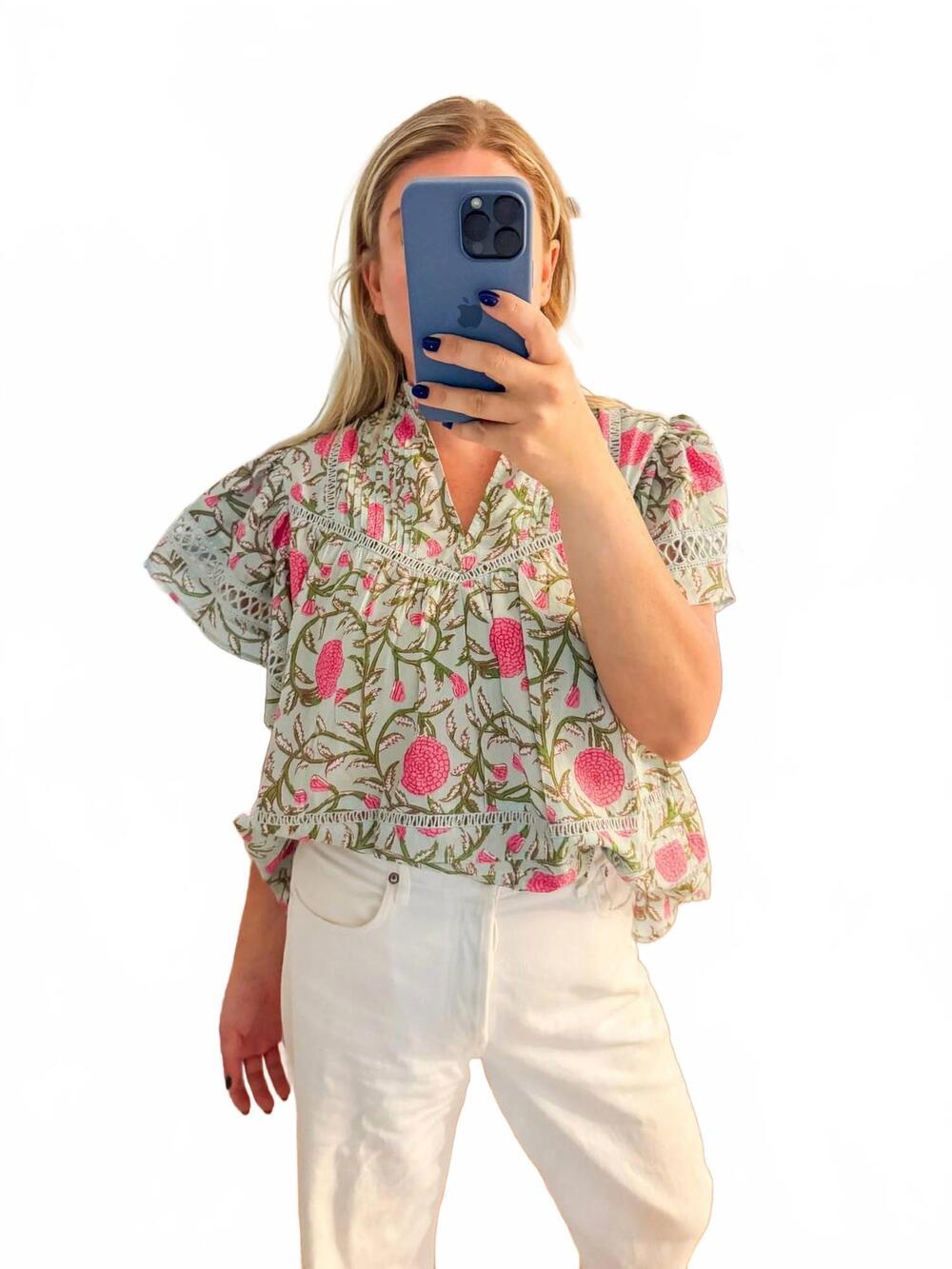 NEW THML women's seaside breeze top in seafoam